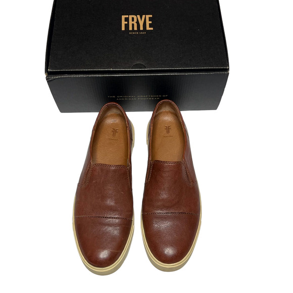 Frye Cognac Brown Gemma Cap Slip-On Sneaker Womens Size 8 M - Picture 2 of 9